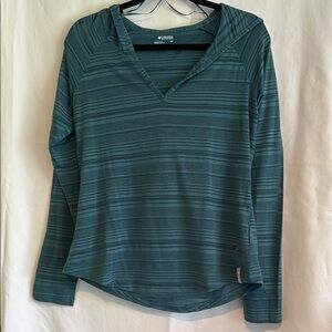 Columbia Teal Striped Lightweight Hoodie Size Small